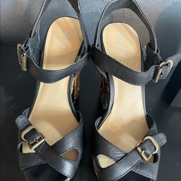 Black Leather & Snakeskin Sandals by LEVITY! CHIC! - Picture 5 of 12